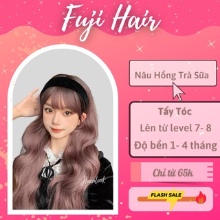 Thuốc nhuộm tóc màu Nâu hồng trà sữa , Nâu trà sữa hồng cần dùng Thuốc tẩy tóc phiên bản độc quyền Fujihair