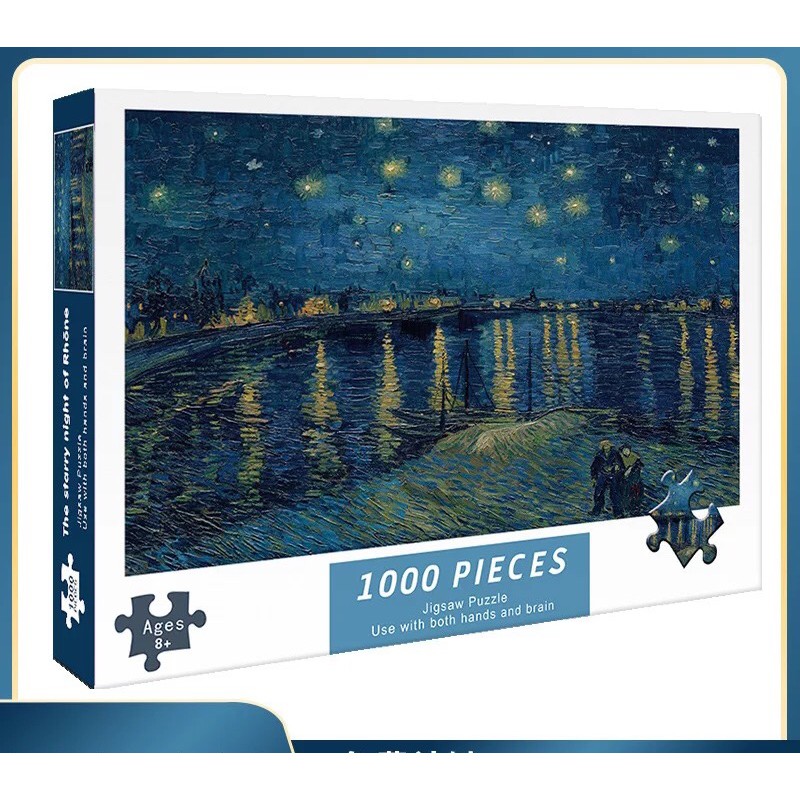 Tranh xếp hình cỡ lớn mẫu Silver Rhone Starry Night 1000 mảnh ghép thú vị chất lượng cao