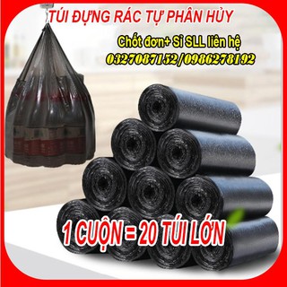 Túi Rác Sinh Học Tự Hủy Cuộn 20 Túi Đen 💥 SIÊU TIẾT KIỆM 💥 Túi Rác Công Ngiệp Túi Rác Đen Có Quai