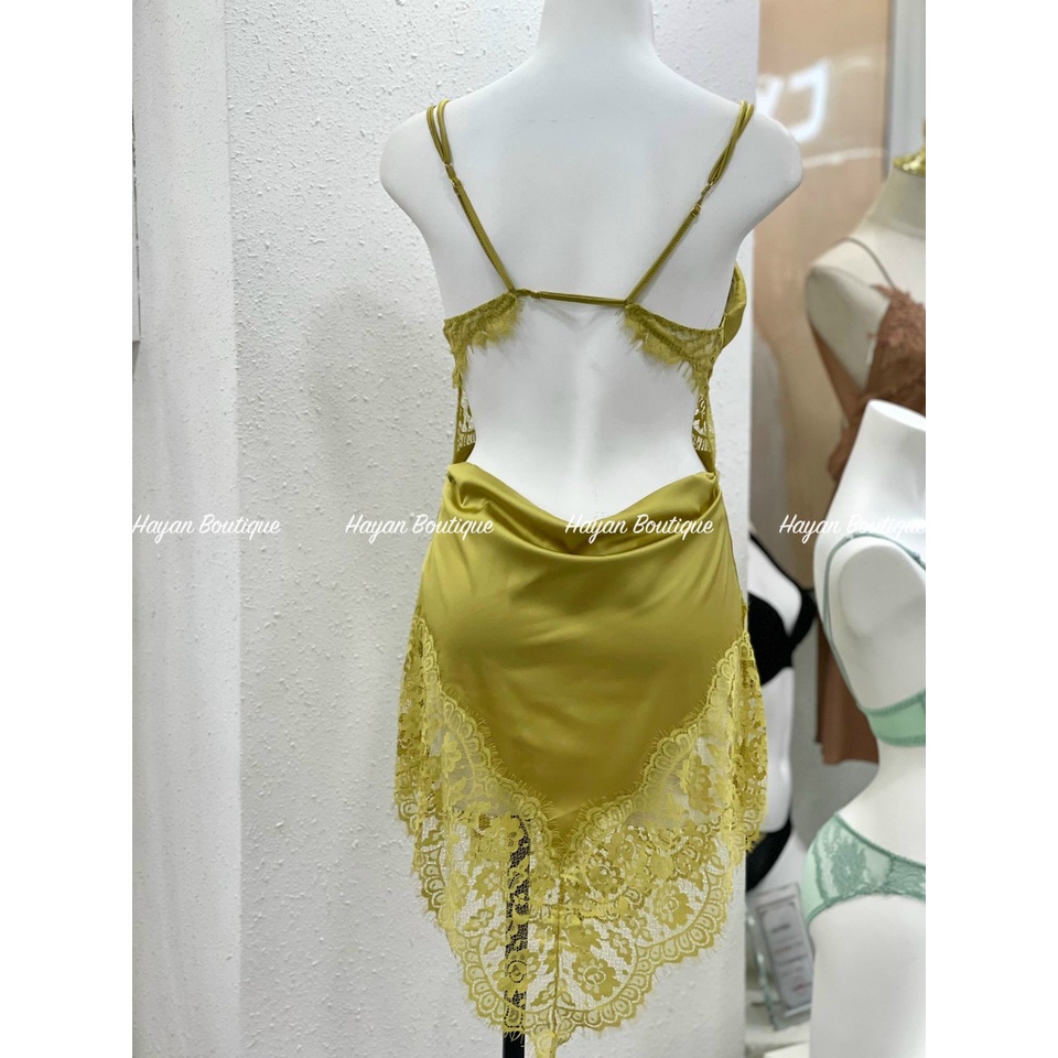 Váy ngủ sexy chân viền ren mềm mại, váy ngủ lụa gợi cảm #HT154