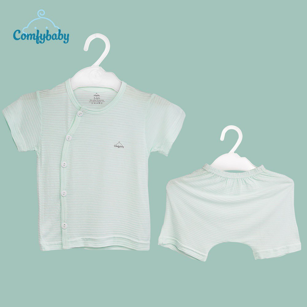 Bộ quần áo mùa hè cho bé chất liệu 100% cotton lụa Comfybaby siêu nhẹ - thoáng mát size 3-12 tháng Hanghieuchobe