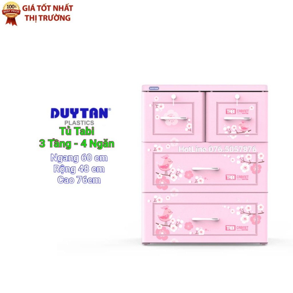 Tủ nhựa Duy Tân Tabi 3 Tầng-4 Ngăn Màu Dương