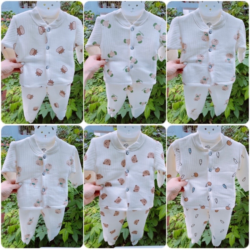 Bộ trần bông cực mềm ấm cho bé sơ sinh tới 1 tuổi