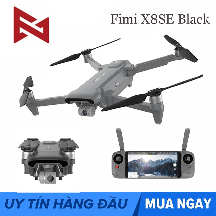 Flycam Xiaomi Fimi X8 SE Black 2022 bay 10KM Gấp Gọn, Gimbal Trống Rung 3 Trục, Quay Phim 4K