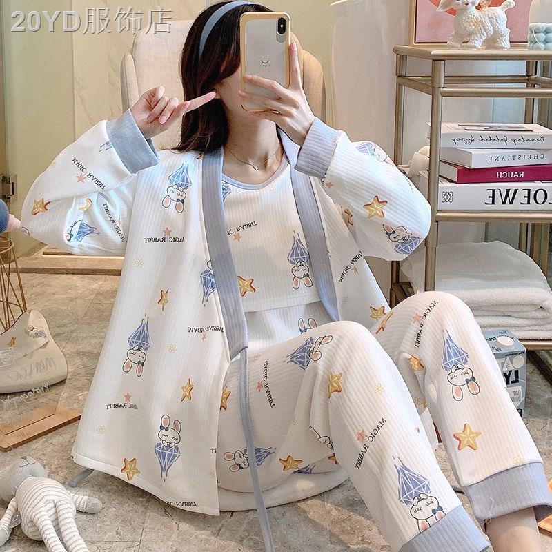 ☄☁Bộ quần áo giam giữ mùa thu và mùa đông dày 11 tháng 10 sau sinh không khí cotton phụ nữ mang thai đồ ngủ mùa xuân và