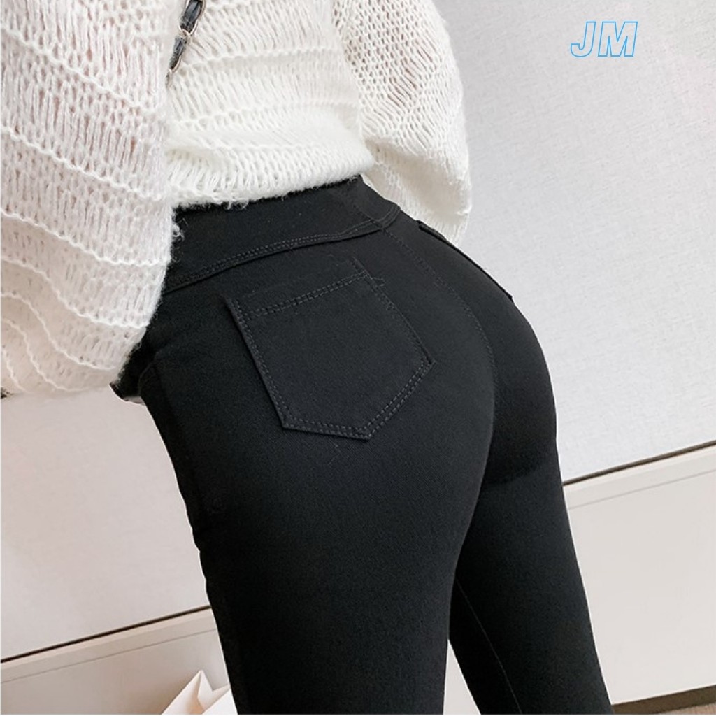 Quần jean Nữ Chất bò AD509JM Quần Bò Nữ Đen Trơn Lưng Siêu Cao Tôn Dáng Chuẩn Skinny (SIZE26 -  30)