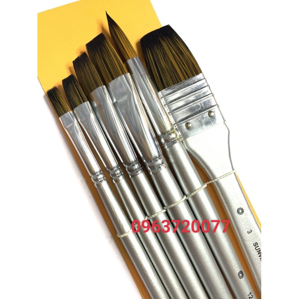 BỘ CỌ 6 CÂY THÂN BẠC SUNWAY  B304 ( 5 cây đầu bằng, 1 cây cọ tỉa nét)