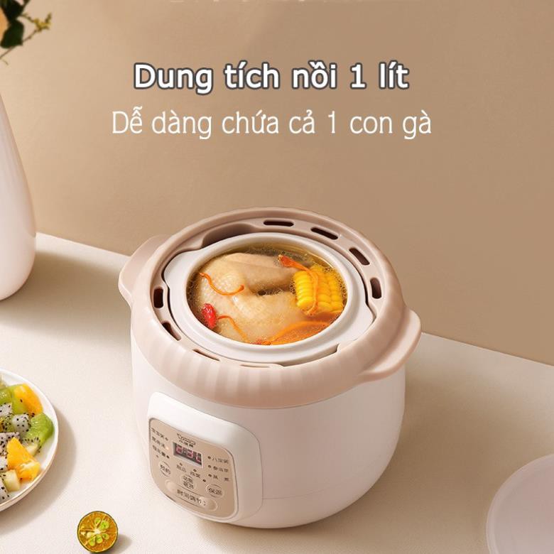 [CHÍNH HÃNG]Nồi nấu cháo, ninh hầm cho bé Lotor  8 chức năng dung tích 1 lít tiết kiệm điện - D10