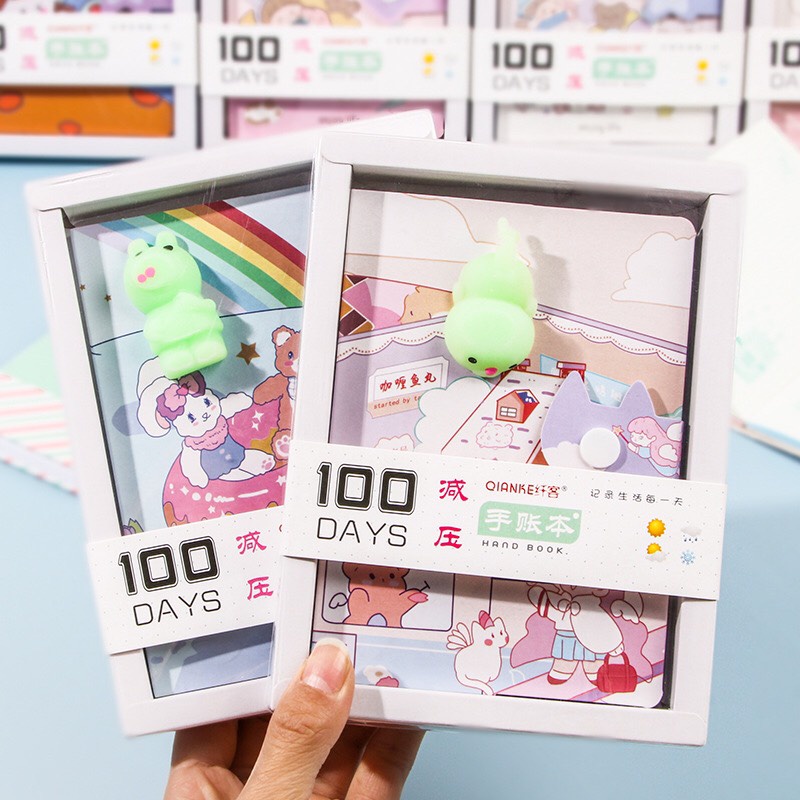 Sổ bìa nhựa kèm Mochi có hộp dễ thương, sổ ghi chú bìa bóng đáng yêu chính hãng tomato