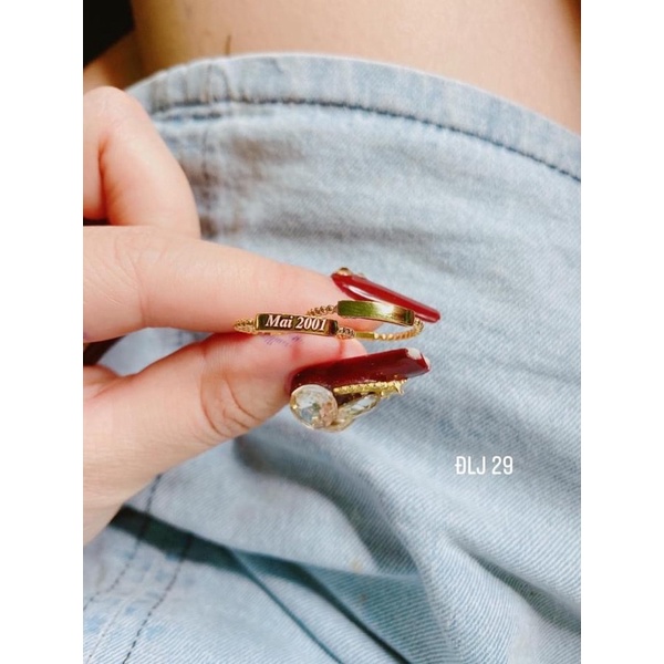 Nhẫn nữ bạc ta THJ - Nhẫn bảng tên xi vàng chuẩn bạc ta(khắc tên theo yêu cầu )