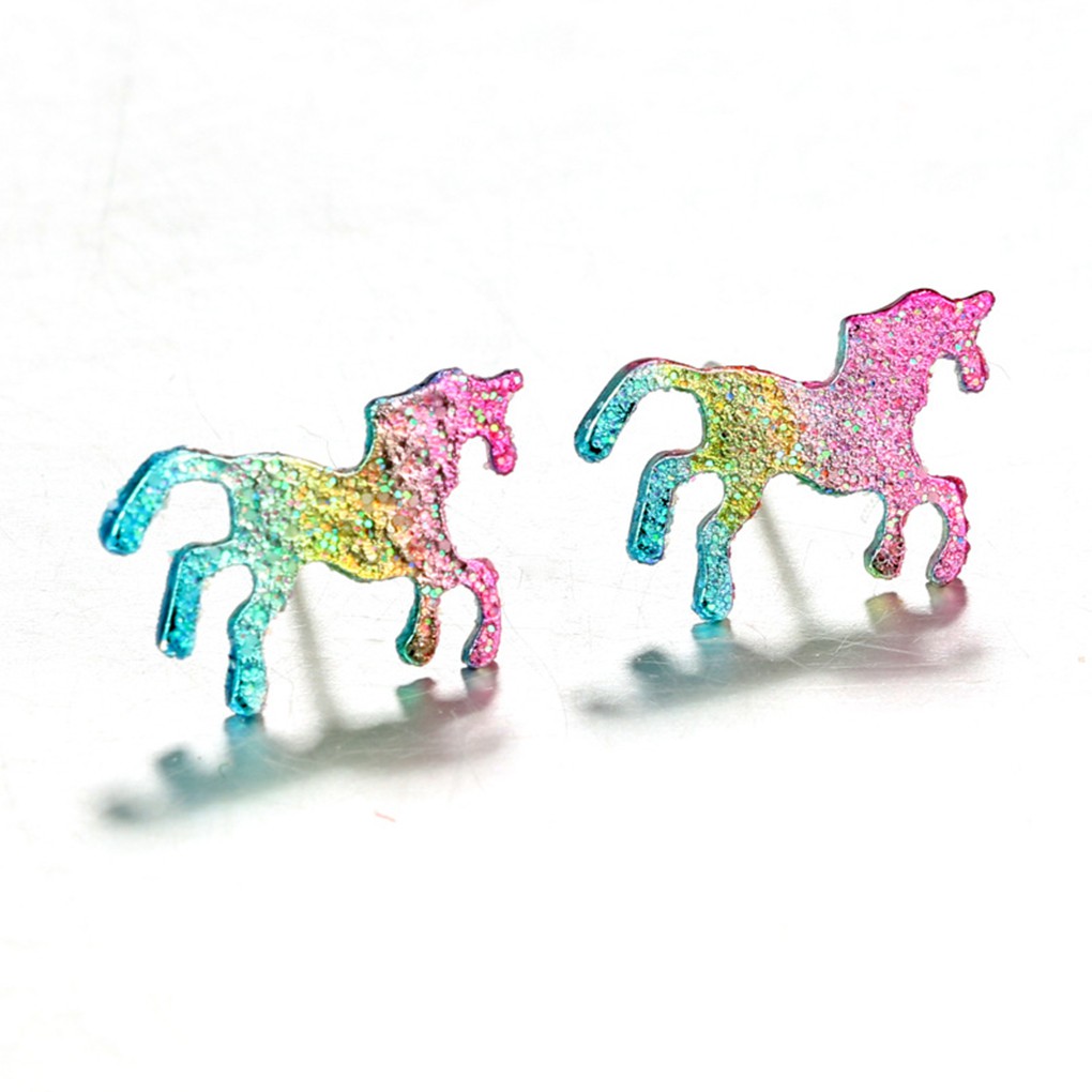 1 Đôi Bông Tai Hình Con Ngựa Lấp Lánh Cho Nữ