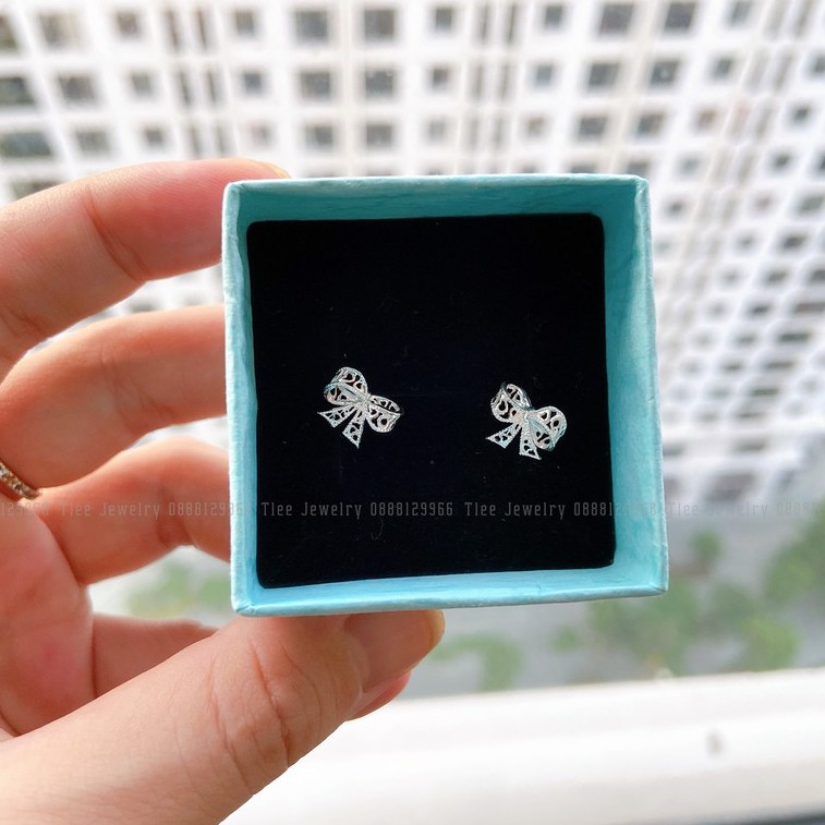 Khuyên tai bạc nữ TLEE nơ đan nữ tính basic TleeJewelry B0171