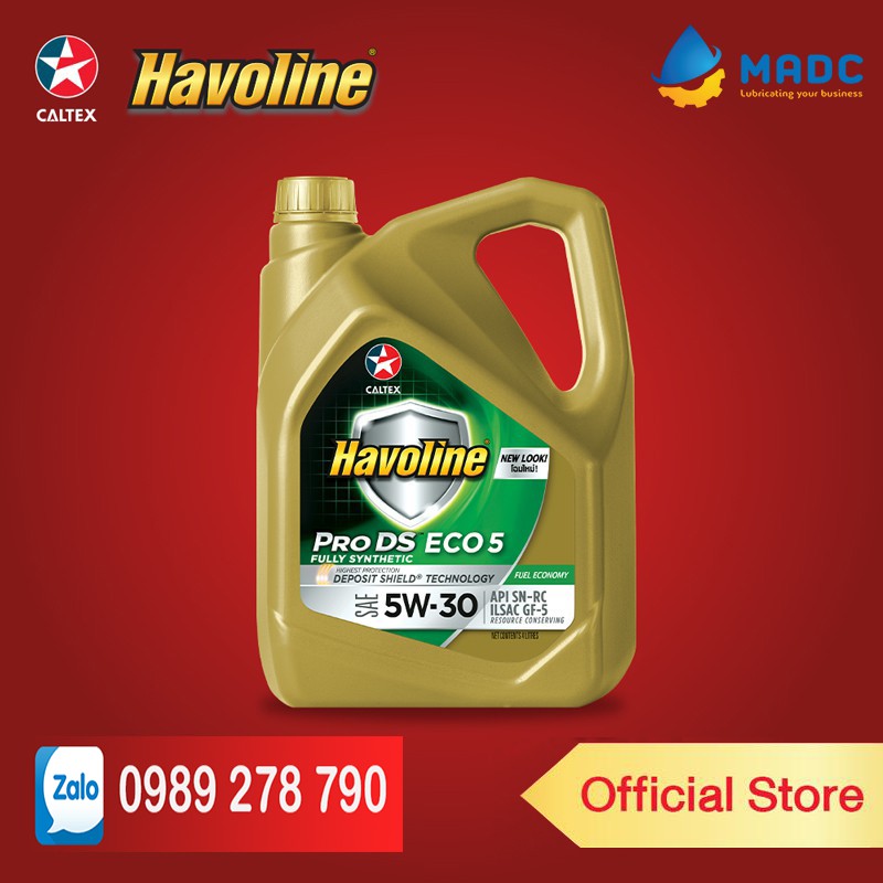 Nhớt Oto 5W30 Havoline ProDS Fully Synthetic ECO 5 4L - Máy xăng