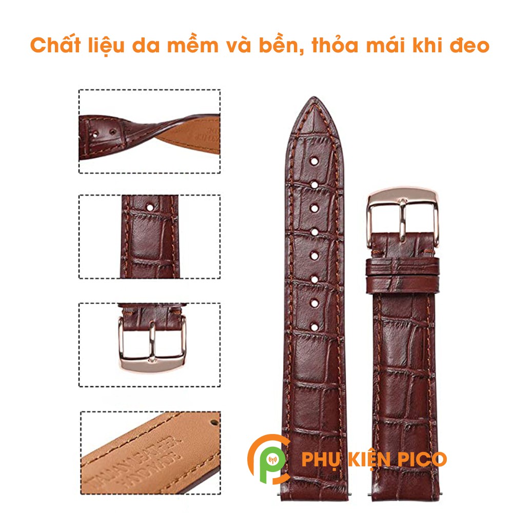 Dây da đồng hồ Huawei Watch GT 2 bản 22mm màu đen, màu nâu đậm