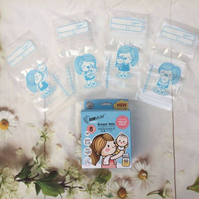 Túi trữ sữa Sunmum  thái màu xanh dung tích 250ml và 100ml