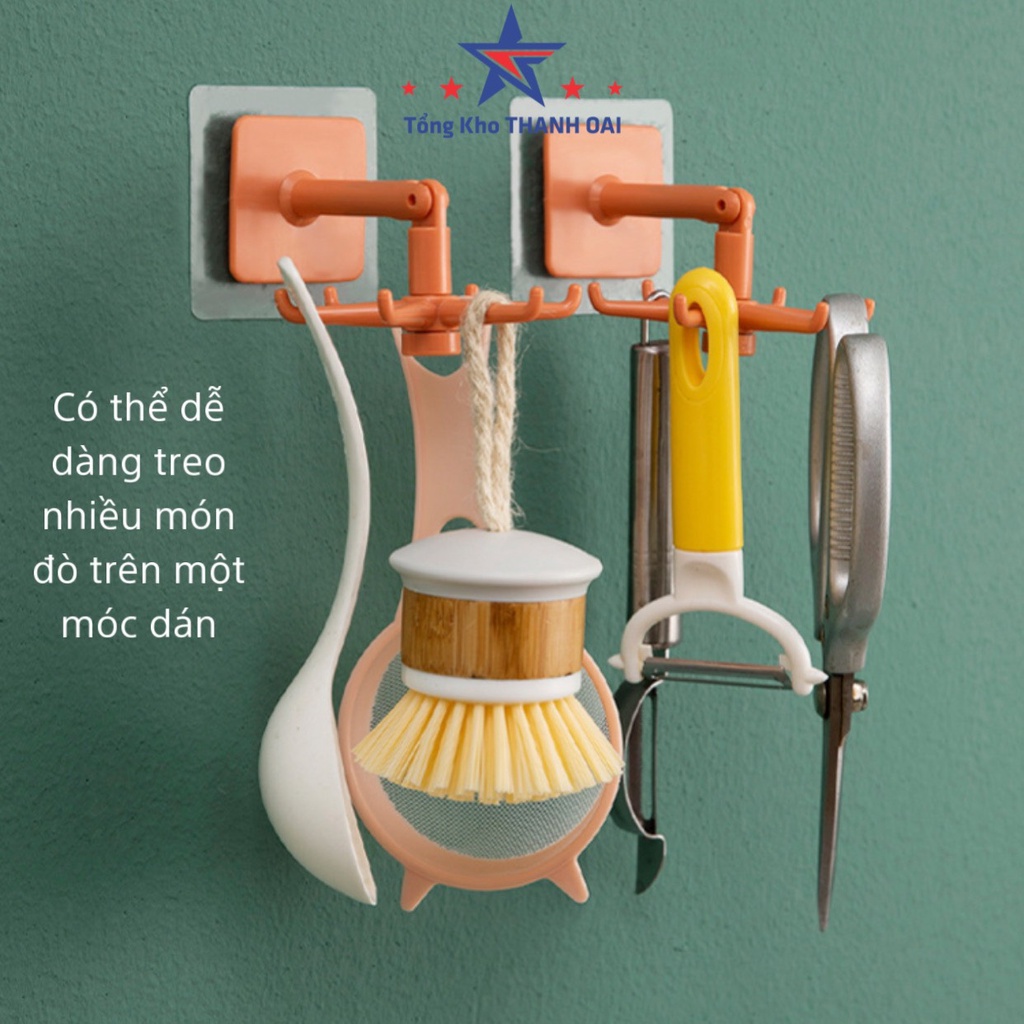 Móc dán tường treo đồ nhà bếp treo quần áo chìa khóa siêu dính đa năng xoay 360*