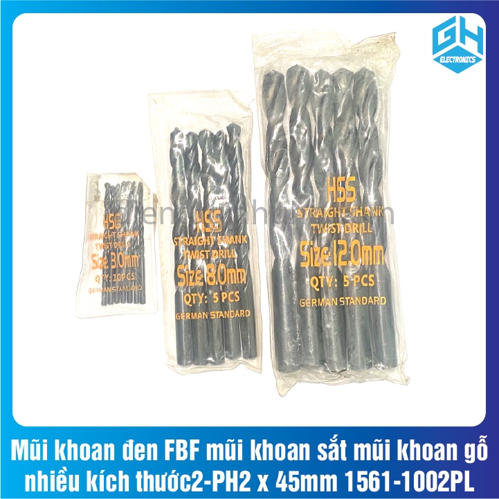 1 Cái Mũi khoan màu đen FBF loại mũi khoan gỗ mũi khoan sắt tùy chọn kích thướctừ 2mm đến 9,5mm