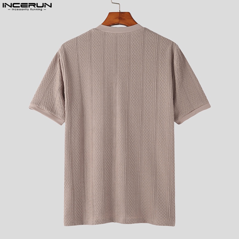 Áo thun dệt kim INCERUN tay ngắn phối nút thời trang mùa hè cho bam
