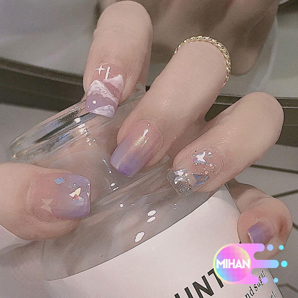 [Hàng mới về] Hộp 24 móng tay giả Mihan1 đầu hình vuông/ tròn có thể tháo rời