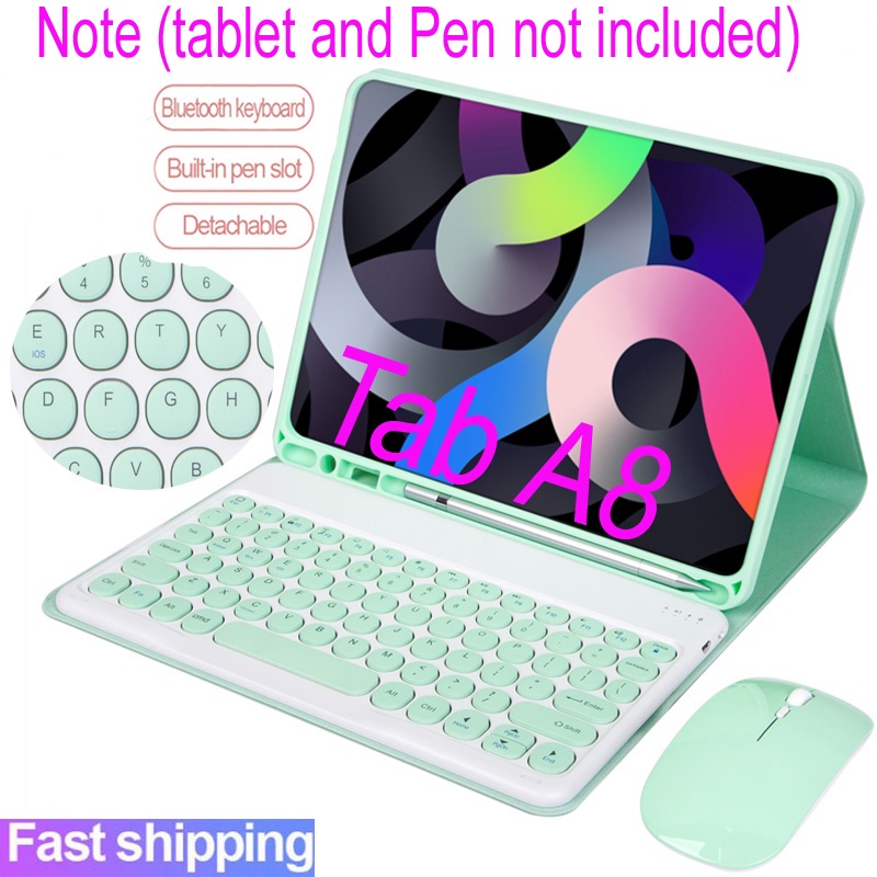 Ốp Máy Tính Bảng Kèm Bàn Phím Bluetooth Hình Tròn Tháo Rời Được Cho Samsung Galaxy Tab A8 10.5 2022 SM-X200 X205