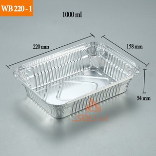Set 50 Hộp,khay nhôm đựng thực phẩm dùng 1 lần mã WB220-1 - 1000ml - Có chứng nhận ATTP