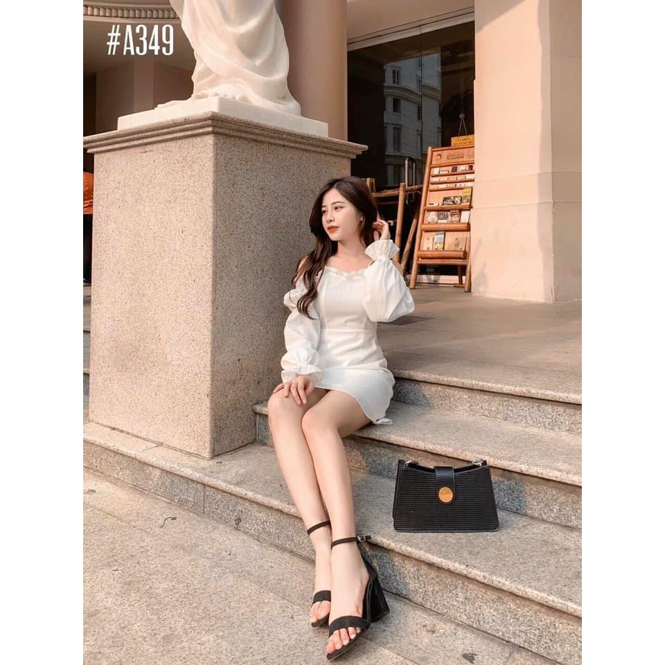 Đầm Trễ Vai Tay Nhún Cột Nơ Vai dễ thương Có Mút Ngực Zashopp | BigBuy360 - bigbuy360.vn