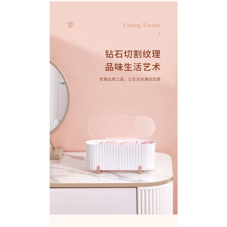 Hộp Đựng Bông Tẩy Trang Bằng Cotton Trong Suốt Kèm Nắp Chống Bụi Sang Trọng