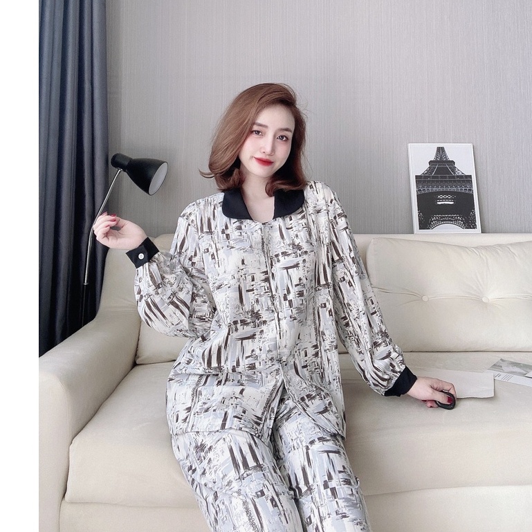 Đồ Ngủ Pijama Lụa Cao Cấp Quần Dài Tay Ngắn Mềm-Mịn-Mát, Đồ Bộ Mặc Nhà Bigsize Phong Cách Hàn Quốc