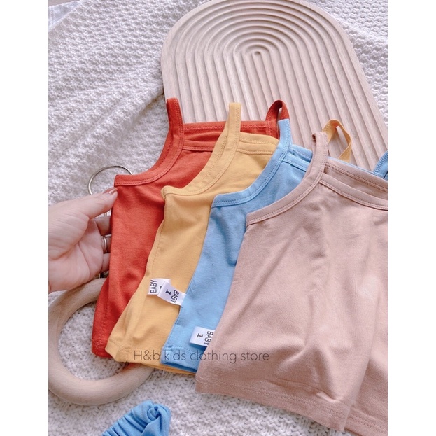 Đồ bộ 2 dây body bé trai bé gái kèm tuban xinh xắn