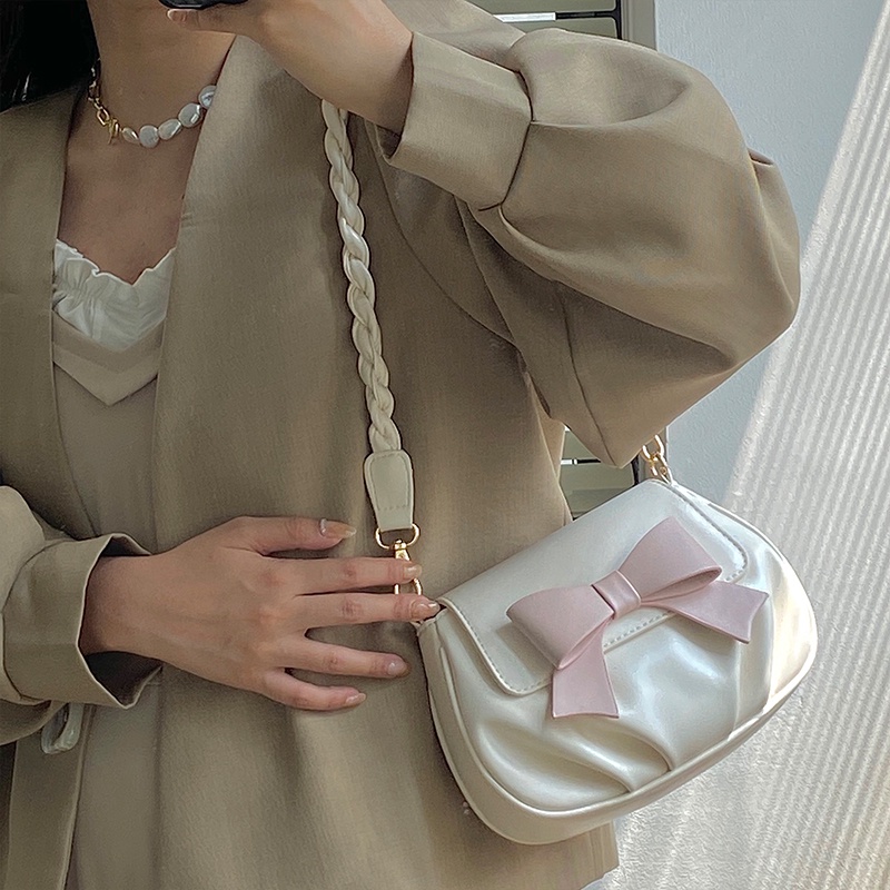 Túi Đeo Chéo Hình Tròn Đính Nơ Nhỏ Xinh Xắn Thời Trang Cho Nữ