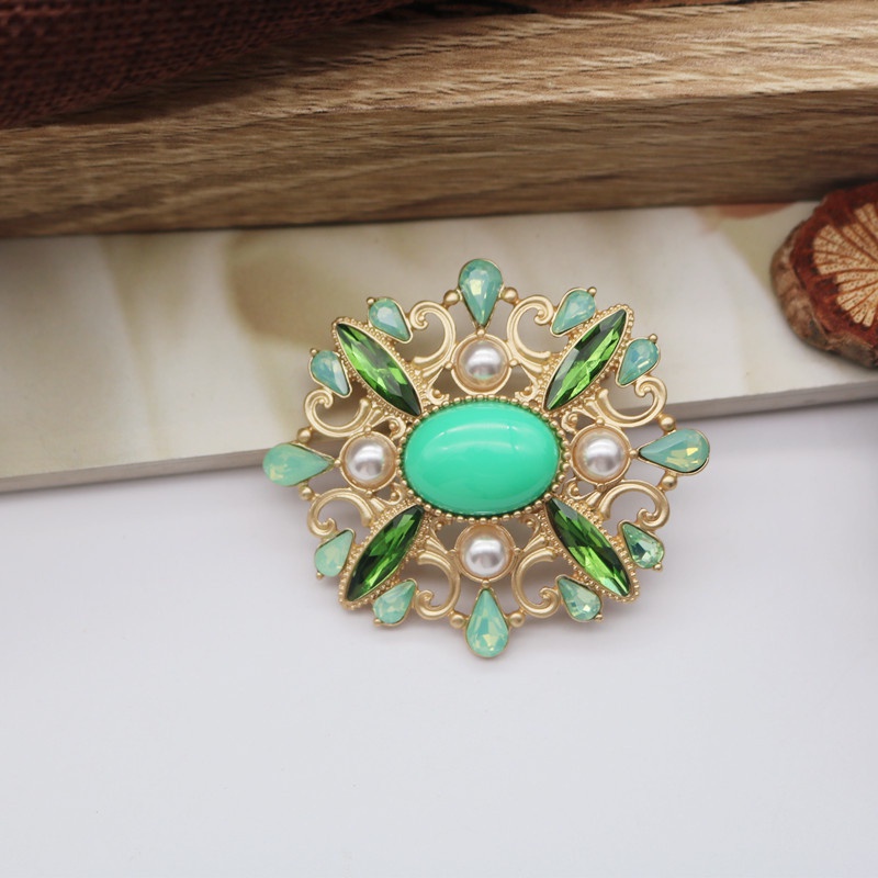 Ghim Cài Áo Đính Đá Và Ngọc Trai Nhân Tạo Phong Cách Vintage