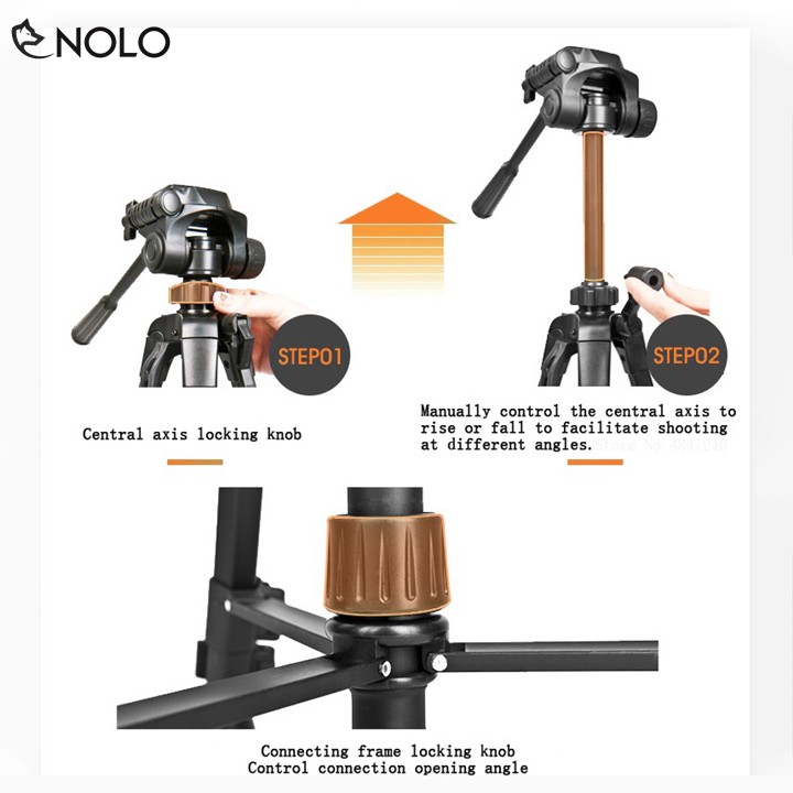 Tripod Máy Ảnh Điện Thoại Weifeng WT3520 Thân Hợp Kim Nhôm Magie Chịu Tải Đến 3Kg Tặng Kèm Túi Và Đầu Kẹp ĐT