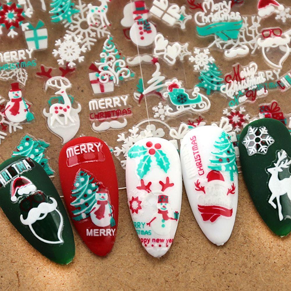 MOCHO Đề Can Dạ Quang Hình Ông Già Noel Và Tuần Lộc Giáng Sinh Dán Móng Nghệ Thuậ