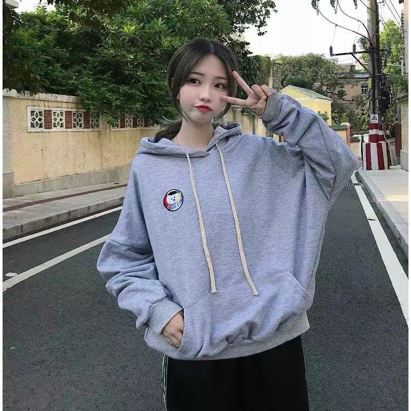 Áo hoodie unisex form rộng Xám Thêu Gấu nam nữ phong cách ullzang WIND | BigBuy360 - bigbuy360.vn