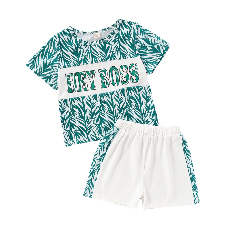 Set Đồ Thể Thao 2 Món Gồm Áo Thun Tay Cộc + Quần Ngắn Màu Trắng Thời Trang Mùa Hè Cho Bé Trai 1-5 Tuổi