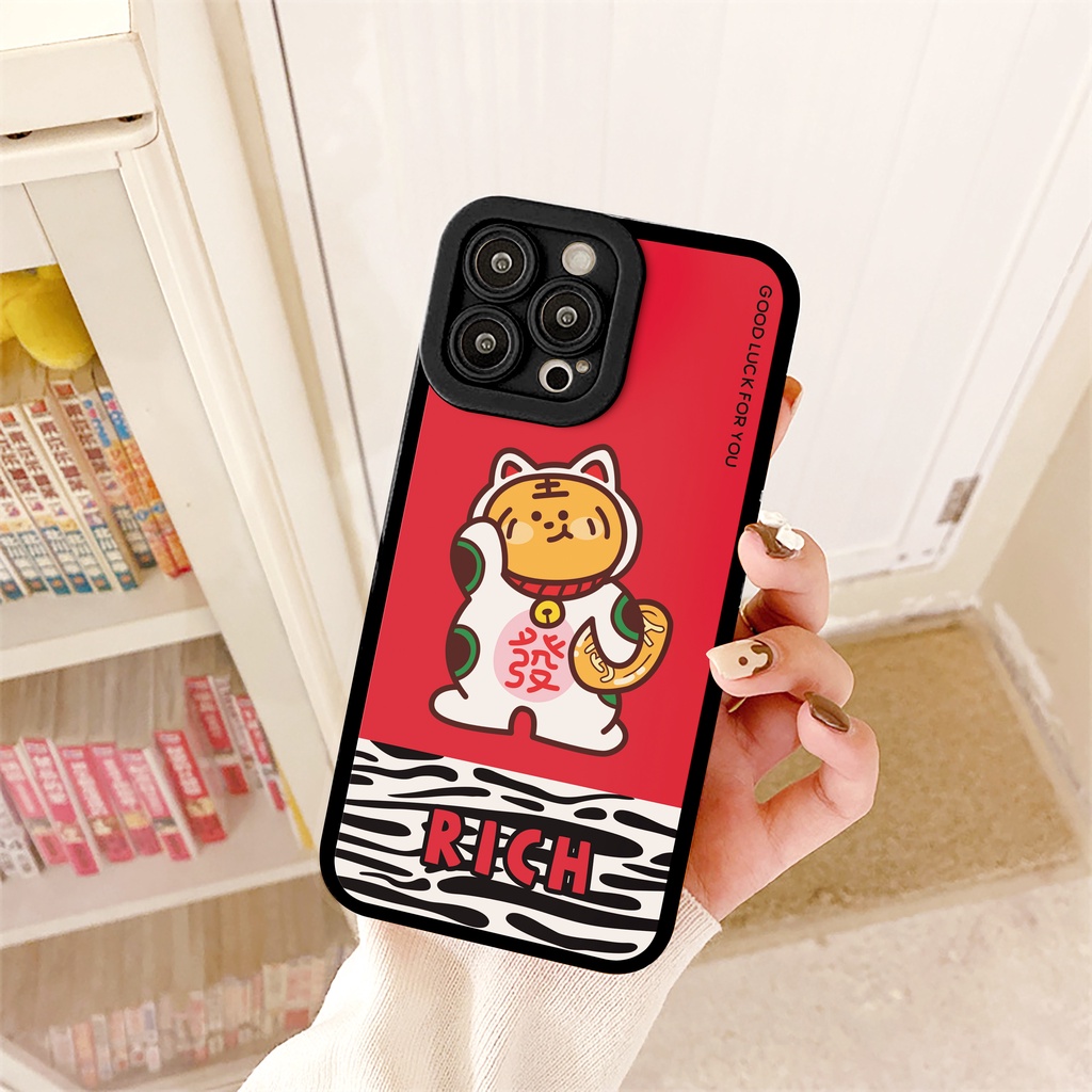 Ốp lưng iphone Mèo may mắn cạnh vuông 6/6plus/6s/6splus/7/7plus/8/8plus/x/xr/xs/11/12/13/pro/max/plus/promax | BigBuy360 - bigbuy360.vn