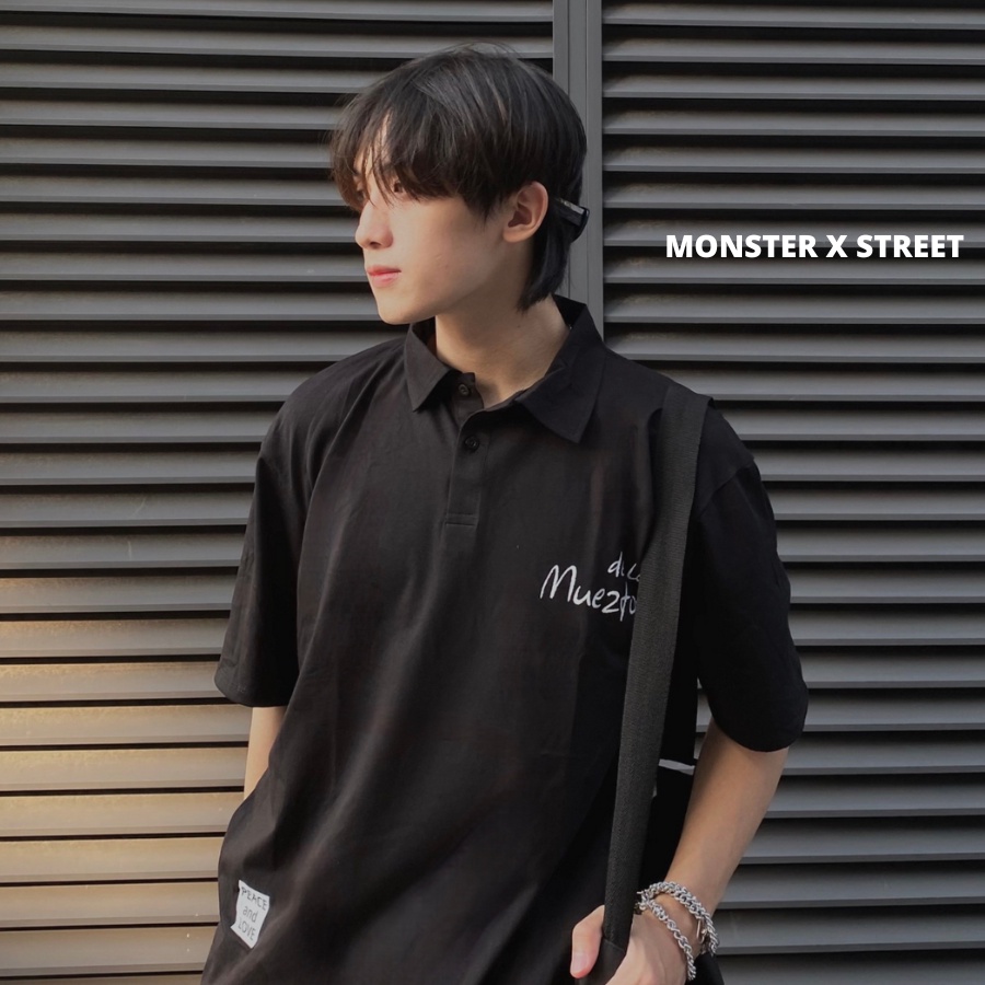 Áo thun polo MONSTER X STREET DELOS phông tay lỡ nam nữ form rộng Local Brand