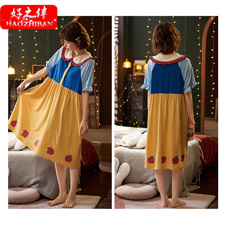 Đầm Ngủ Cotton Tay Ngắn Dáng Dài Kiểu Công Chúa Dễ Thương Cho Nữ | BigBuy360 - bigbuy360.vn