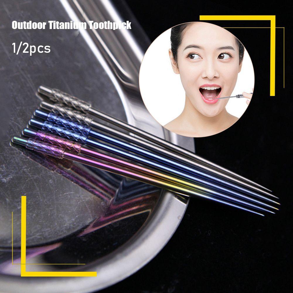 MUVAKO Bộ 1 / 2 Tăm Xỉa Răng Tự Vệ Không Độc Hại Bằng Hợp Kim Titan Chất Lượng Cao