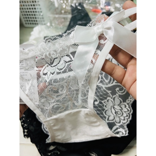 Quần lót ren đính nơ quần lọt khe UW03 dây lưng hông sexy gợi cảm by.Lisa