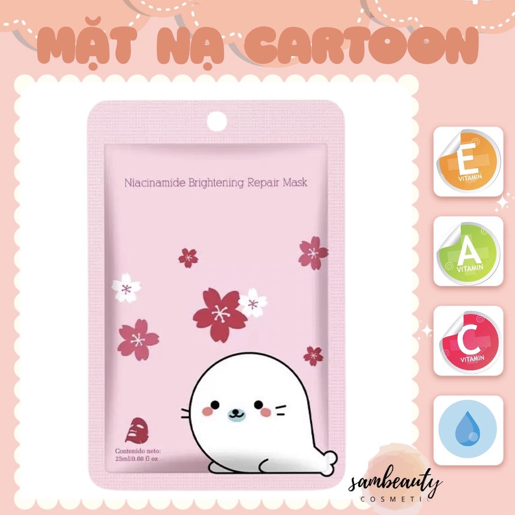 MẶT NẠ CARTOON, MẶT NẠ DƯỠNG DA DƯỠNG ẨM thành phần tự nhiên giúp làm sáng da mờ thâm hiệu quả SamBeauty