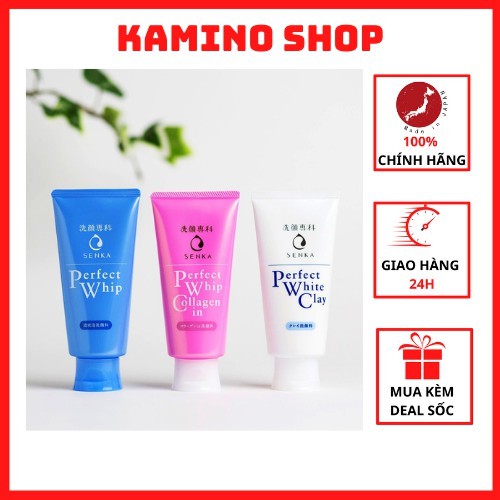 Sữa Rửa Mặt Tạo Bọt SENKA PERFECT WHIP 120G Senka Perfect Whip Collagen Đất Sét
