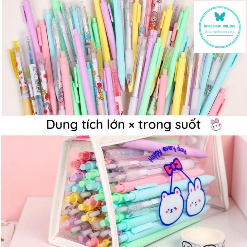 Túi đựng bút mỹ phẩm trong suốt hình tam giác in họa tiết dễ thương HOME SHOP ONLINE