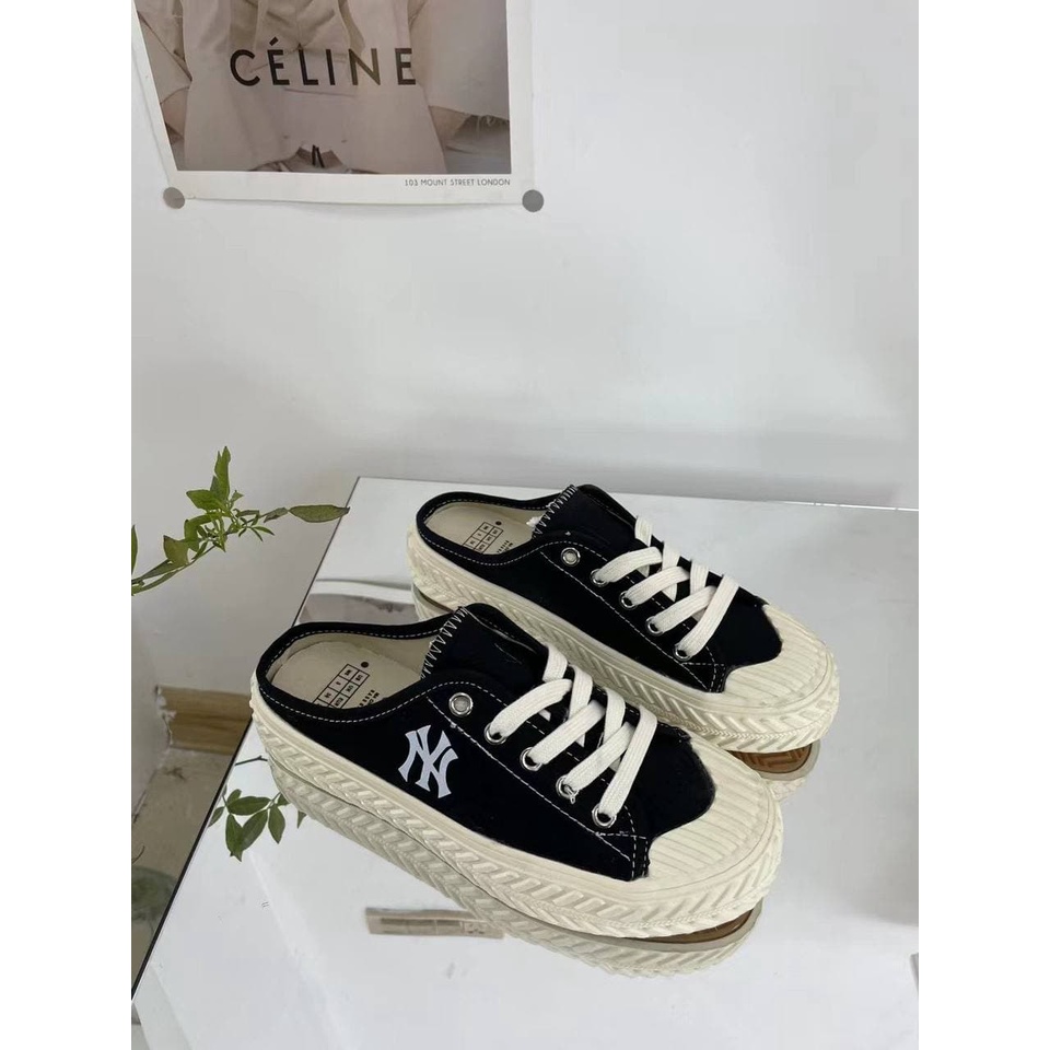 Giày sục nữ NY, Đạp gót màu đen, đế cao su cao cấp, đế cao 4cm, siêu cute