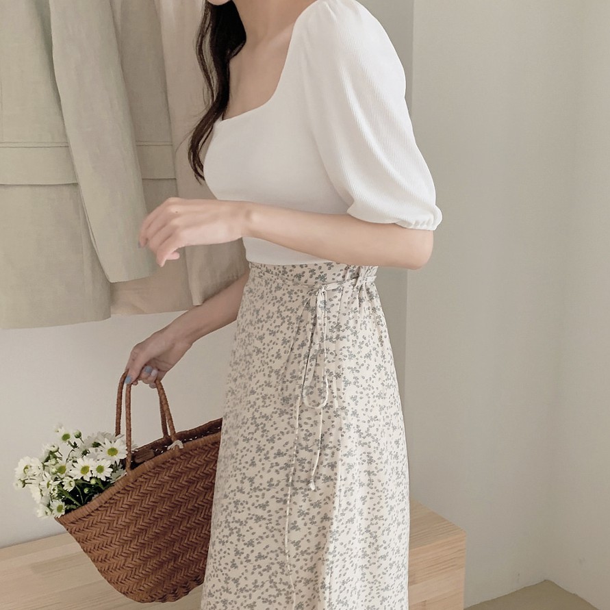 Áo thun ngắn tay cổ chữ U đơn giản xinh xắn thời trang cho nữ 43427