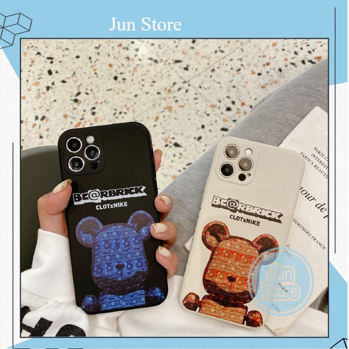 Ốp lưng ip Gấu xanh đỏ cạnh vuông in hình viền 5/5s/6/6plus/6s/6splus/7/7plus/8/8plus/x/xs/11/12/pro/max/plus/promax