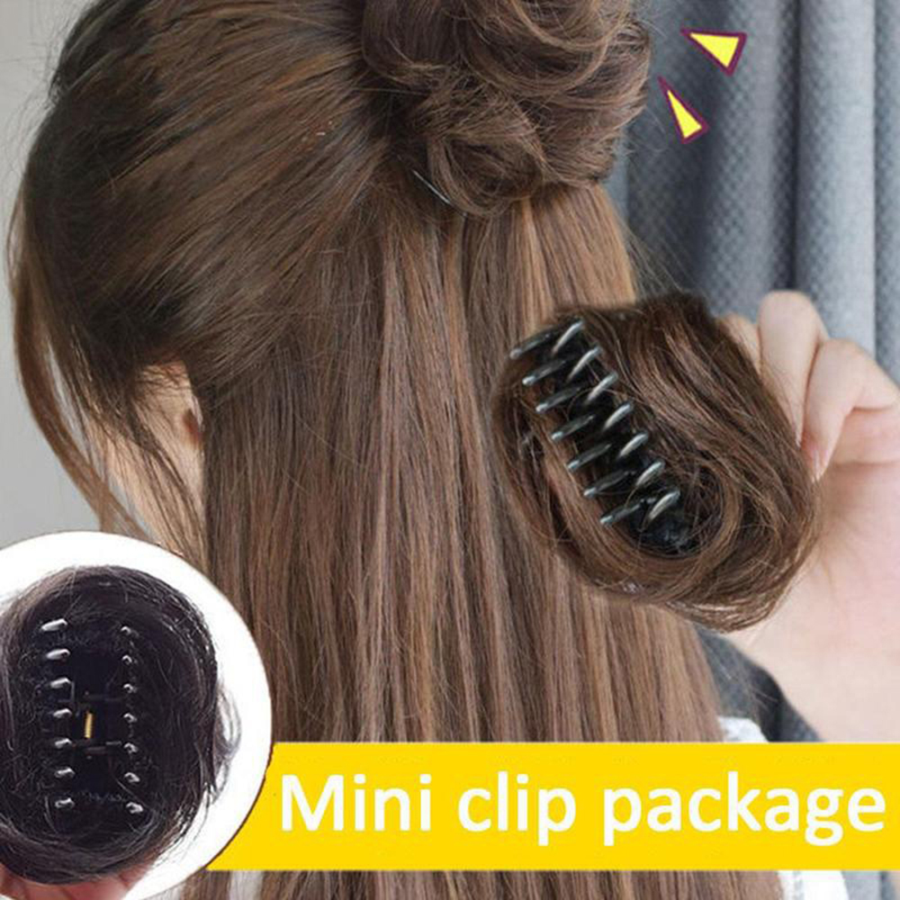 Búi Tóc Giả Xoăn Màu Đen/Nâu Bằng Sợi Tổng Hợp Dành Cho Nữ