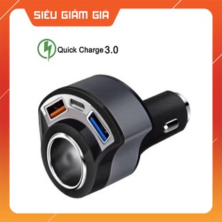 [Bảo Hành Trọn Đời]_Tẩu sạc nhanh Qualcomm - QC 3.0 2 cổng USB + 1 cổng USB Type C - K1142