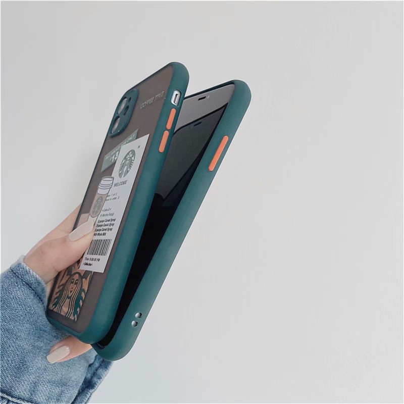 Ốp điện thoại cứng trong suốt hình starbucks bảo vệ cho Iphone 12 iphone 7 plus 8plus 11 pro MAX cover X XR XsMax