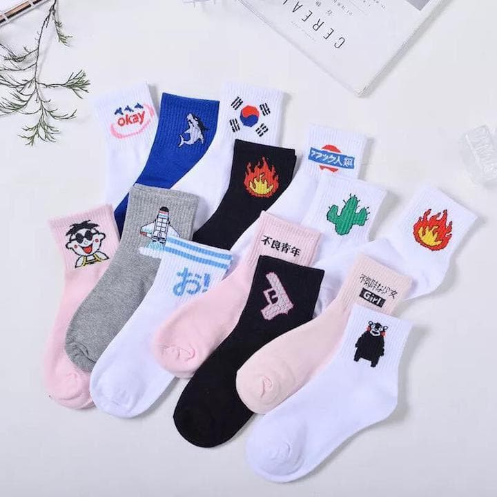 Tất Vớ Hoạt Hình Cotton Nam Nữ Ulzzang Cổ Trung Hàn Quốc Cực Chất | BigBuy360 - bigbuy360.vn